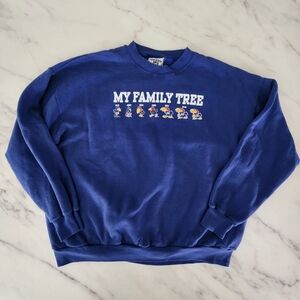KU Vintage My Family Tree Blue Sweatshirt University of‎ Kansas Jayhawks 80's